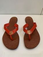 TORY BURCH: Orange Leder-Zehen-Sandale, 37