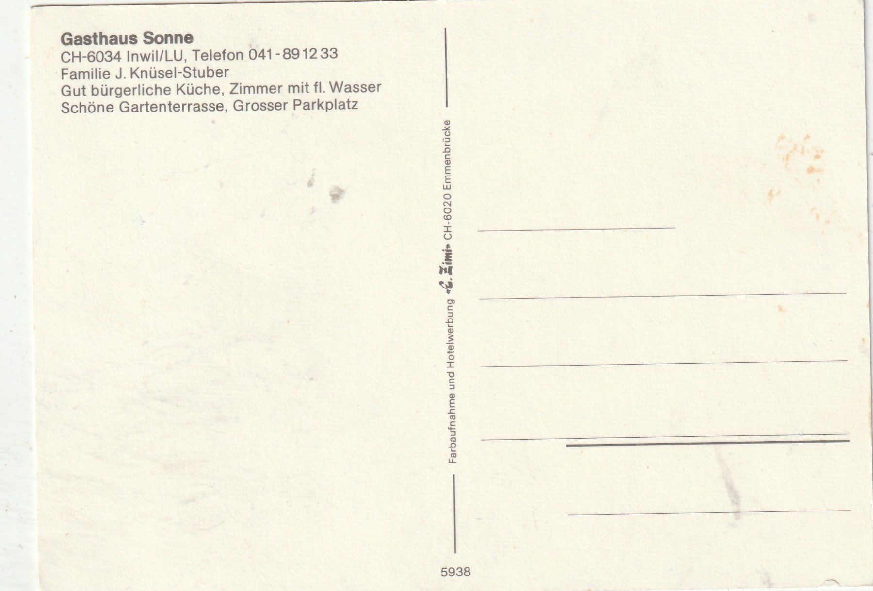 Cartoline postali: Gasthaus Sonne Inwil – Usato da Lumbrein venduto da made02 1