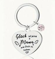 EDELSTAHL SCHLÜSSELANHÄNGER, FÜR MAMA, HERZ,STRASS NEU
