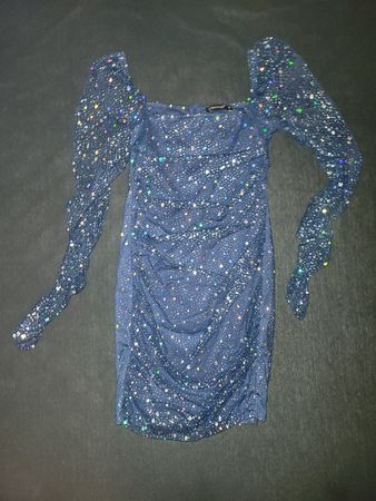 Tüll Kleid, Partykleid Blau, Pailetten Minikleid, LILA PARTY