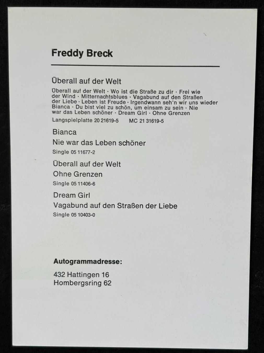 Autogramme: AUTOGRAMM FREDDY BECK – Gebraucht aus Ostermundigen von Wyatt-Earp 1