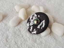 Magnetbrosche Schalhalter - Lava - Perle - Silber  NEU