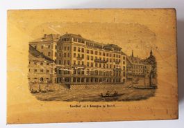 GASTHOF ZU 3 KÖNIGEN IN BASEL, HOLZDOSE, E.19.JH. / A.20.JH.