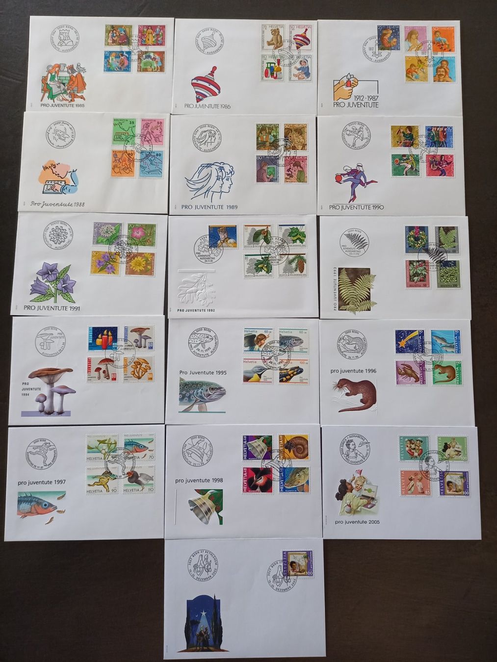Alle Briefmarken: 16 FDC Pro Juventute – Gebraucht aus Courtételle von Chris28