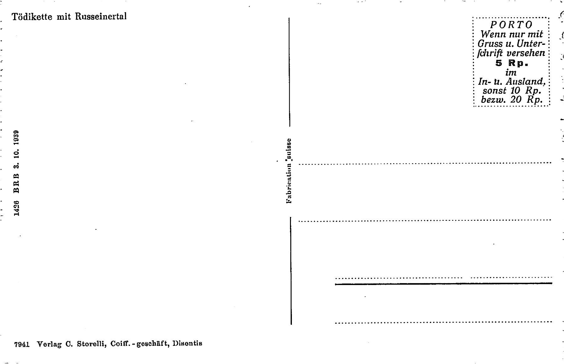 Cartoline postali: Tödikette mit Russeinertal – Usato da Ottikon b.Kemptth. venduto da Neptun1974 1