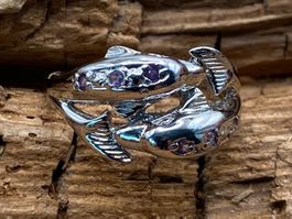 Delphin Ring in Sterlingsilber, Gr 56.5