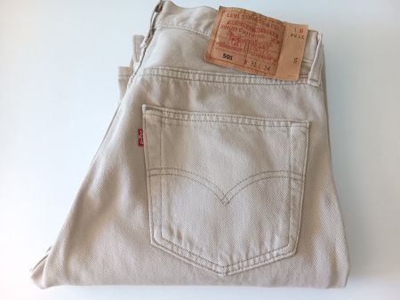 LEVI'S 501 Jeans beige taille W31 L34 Made in U.S.A.