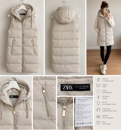 Zara Steppweste mit Kapuze beige Grösse S sehr gut