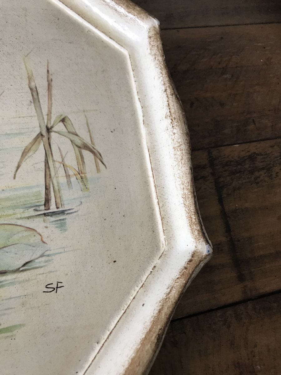 Piatti di portata: Altes Serviertablett Platte Schwarzhalstaucher – Usato da Rapperswil SG venduto da cosiba01 5