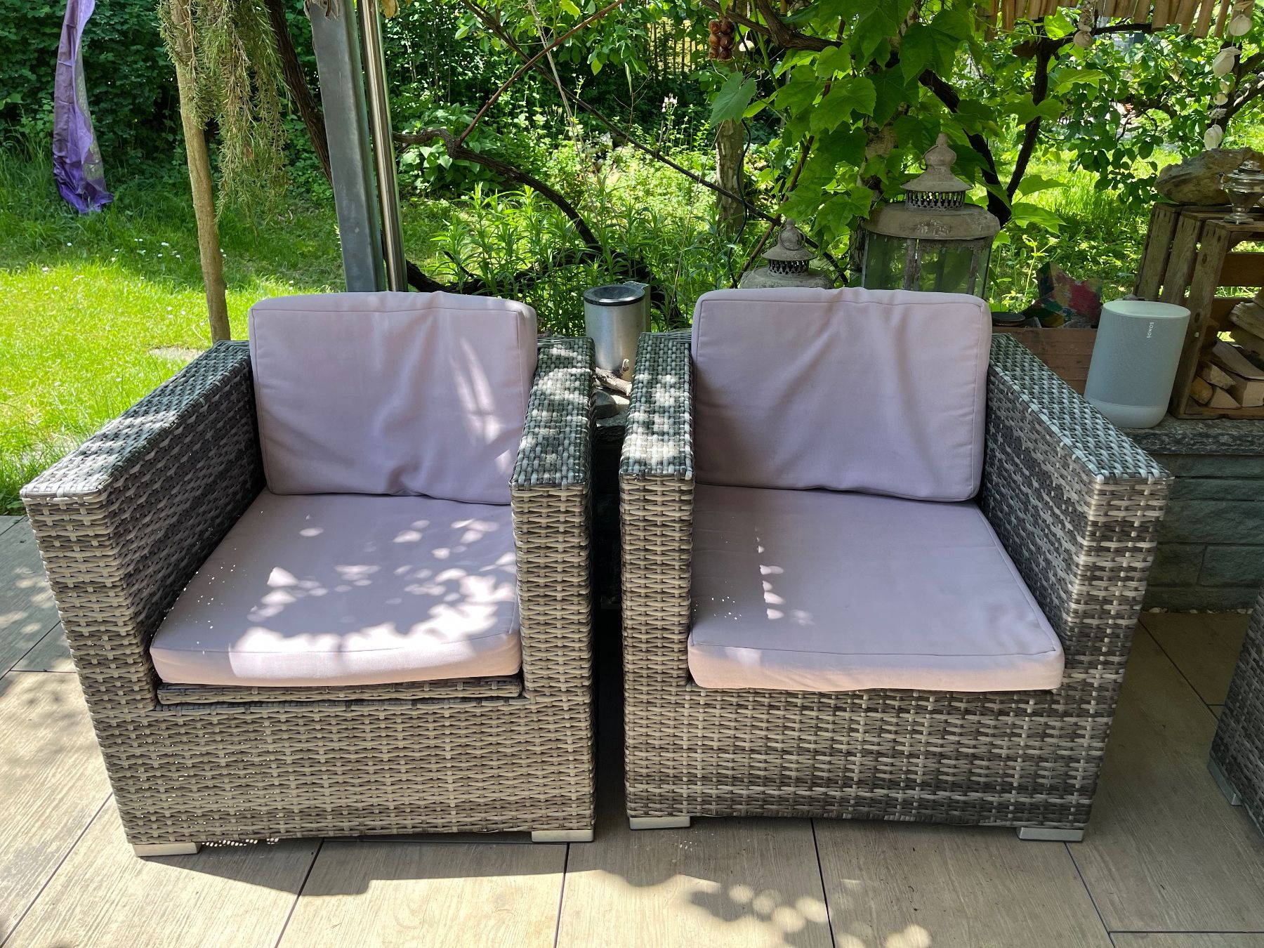 Divani: Gartenlounge Polyrattan 3-teilig Sofa/Sessel – Usato da Spiegel b. Bern venduto da jejjej 2