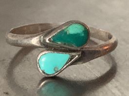 Silberring double green (50)