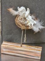 Weihnachtsdeko mit Engel, auf Holzsockel Handarbeit