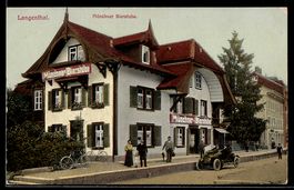 AK Langenthal, Gasthaus Münchner Bierstube mit Auto