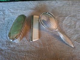 Antikes,3-teiliges Babyhaarbürstenset, 800 Silber gestempelt