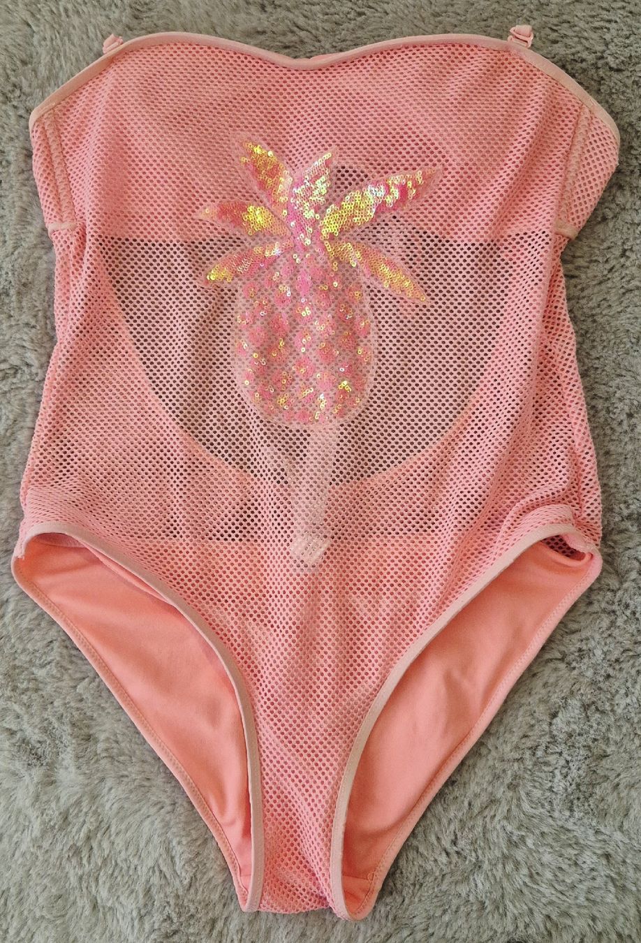 Costumi da bagno & Bikini: Maillot de bain rose pamplemousse, ananas pailleté, S/M – Usato da Le Locle venduto da Arya4