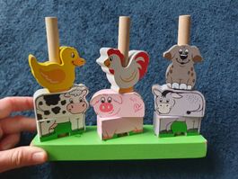 Tier-Stapelspielzeug aus Holz für Kleinkinder