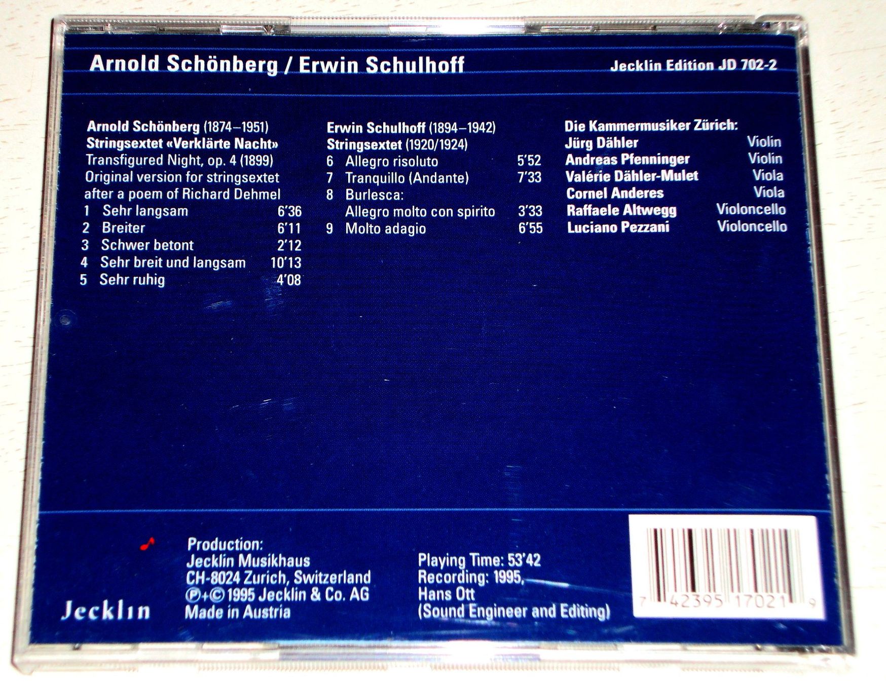 CD: Arnold Schönberg- Transfigured Night, Erwin Schulhoff-String – Usato da Engelberg venduto da margol 1