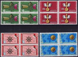 CH -1954 Werbe und Gedenkmarken Nr. 316-319 Viererblock **