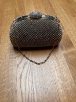 Glitzer Clutch Abendtasche mit Strass & Kette
