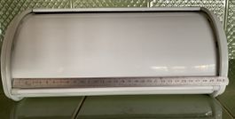 Brotdose Weiss Metall Rollhaube
