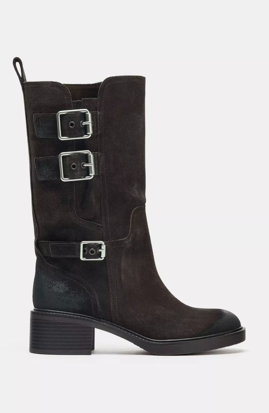 Zara Scarpe da donna: NEW Zara Buckled Split Suede Leather Ankle Boots – Nuovo e nell'imballaggio originale da St. Gallen venduto da look-twice