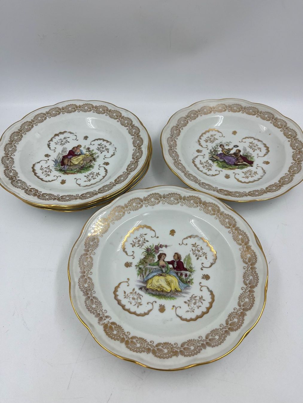 Piatti: 6 assiettes décor Marquise. – Usato da Genève venduto da Eric1823