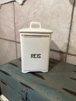 Vorratsdose Keramik Reis mit Deckel weiss Goldrand