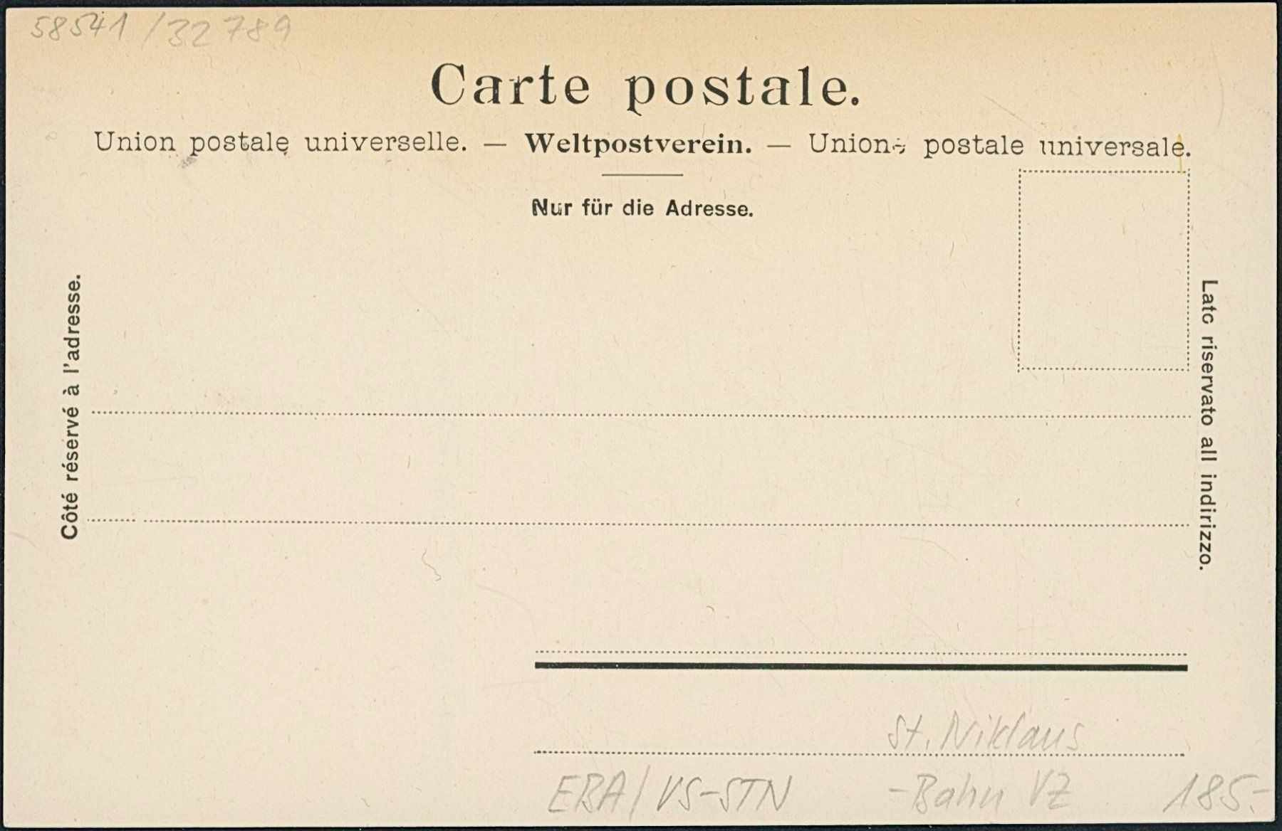 Cartoline postali: VS St. Niklaus - Bahn VZ – Usato da Schindellegi venduto da masutka7 1