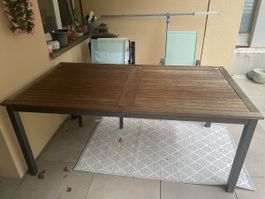 Gartentisch Holz Metall rechteckig 180x99 cm gebraucht