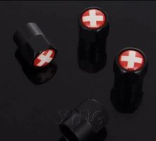 4 x Ventilkappen Schweiz schwarz