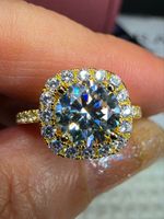 Bague argent avec diamant de moissanite de 2 ct certifié GRA