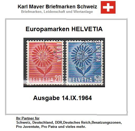 Tutti i francobolli: Europamarken CH 1964 Satz – Usato da Castiel venduto da mc2017