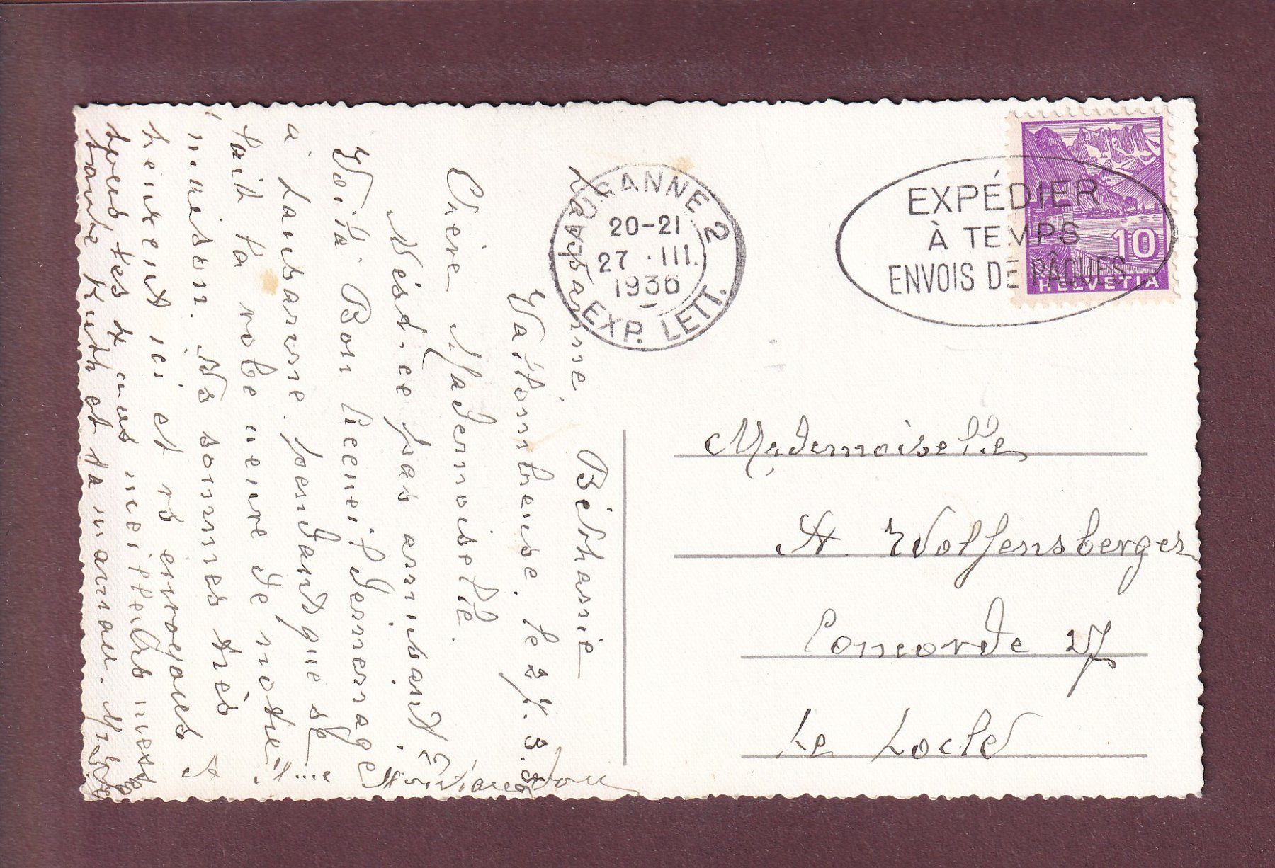 Cartes postales: LAUSANNE - Béthanie - 1936 – D'occasion à Pully par nicecards 1