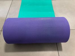 Matte für Fitness/Yoga 175x50cm, lila mit grüner Schaumseite