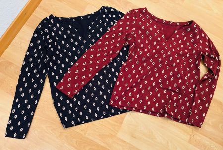 2 Esprit Langarm-Shirts Gr. XS - dunkelblau, bordeauxrot