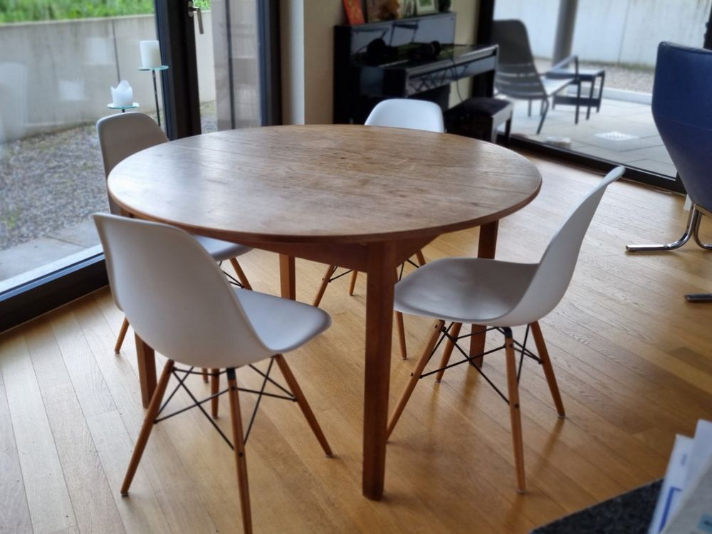 Echtholz Tisch Teak Rund 120cm / Ausziehbar 170cm Kaufen auf Ricardo