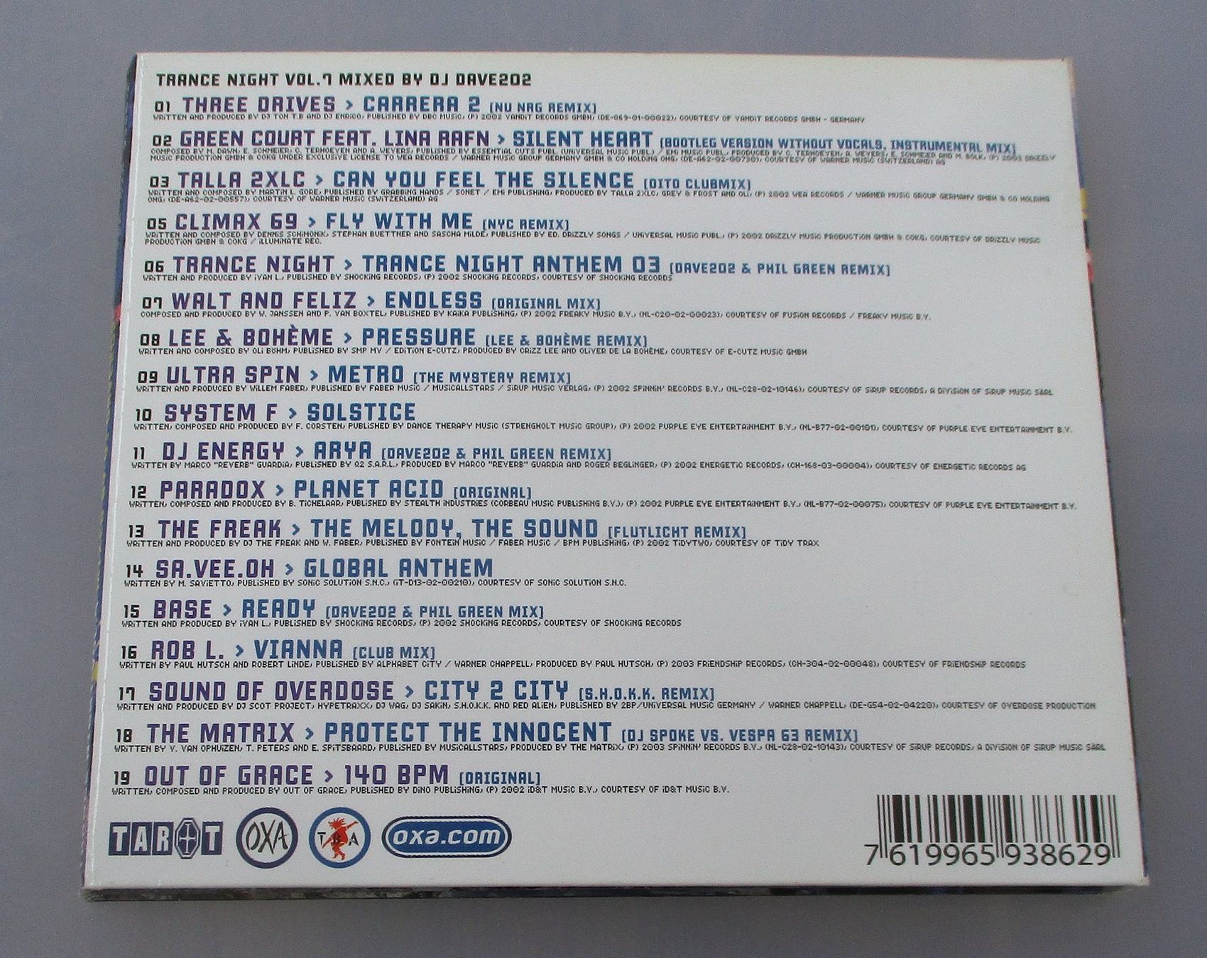 CD: DJ DAVE 202 - OXA Trance Night Vol. 7 – Usato da Wattwil venduto da Muriel11 1