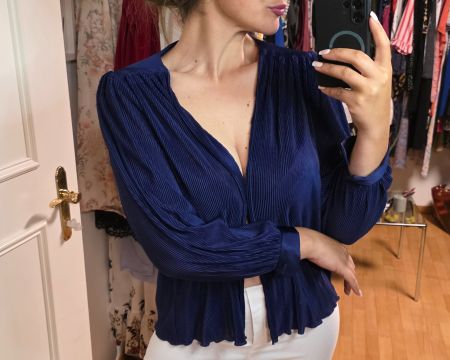 Vintage Elegante Strickjacke  in Dunkelblau, Gr. 38/40