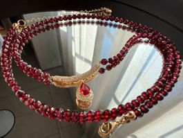 GRANAT Kette Halskette Edelstein Collier 52 cm Halsschmuck