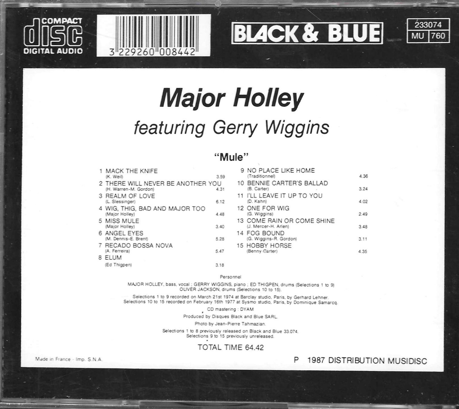 CD: Major Holley Featuring Gerry Wiggins - Mule – Usato da Savagnier venduto da Ne2065 1