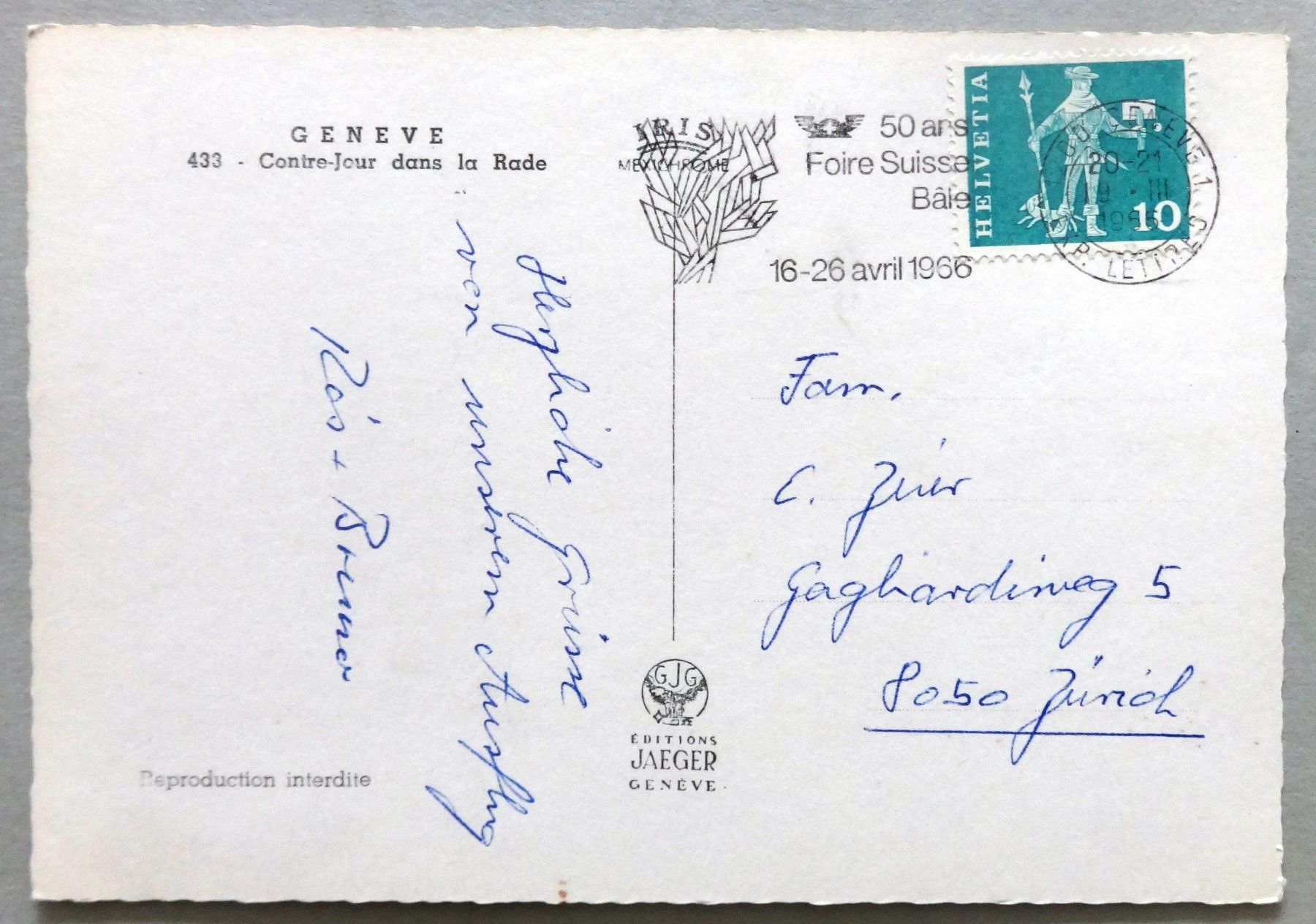 Cartoline postali: Genève - Contre-Jour dans la Rade – Usato da Fétigny venduto da Billy2miny 1