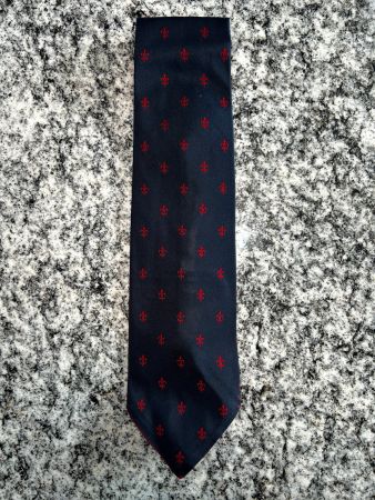 Klassische Seidenkrawatte Lilien, dunkelblau-rot, edel