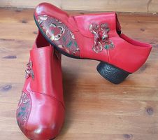 Vintage Leder-Pumps Rot Gr.38 VHB! 