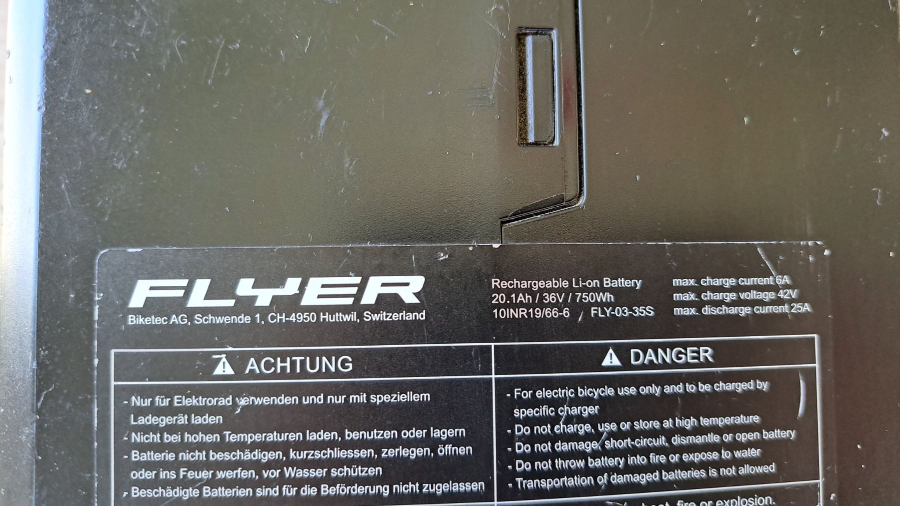 Panasonic Batterie: Flyer Akku 750Wh, 20.1Ah, 36V – Usato da Zürich venduto da zim_y9vs 3