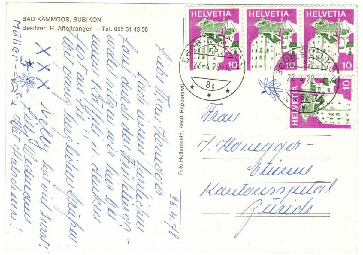Ansichtskarten: AK Bad Kämmoos Bubikon 1978 – Gebraucht aus Zürich von Tolima194 1