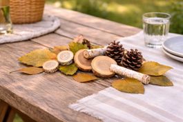 Deko Set Natur Holz Herbst Tischdeko 4 Teile