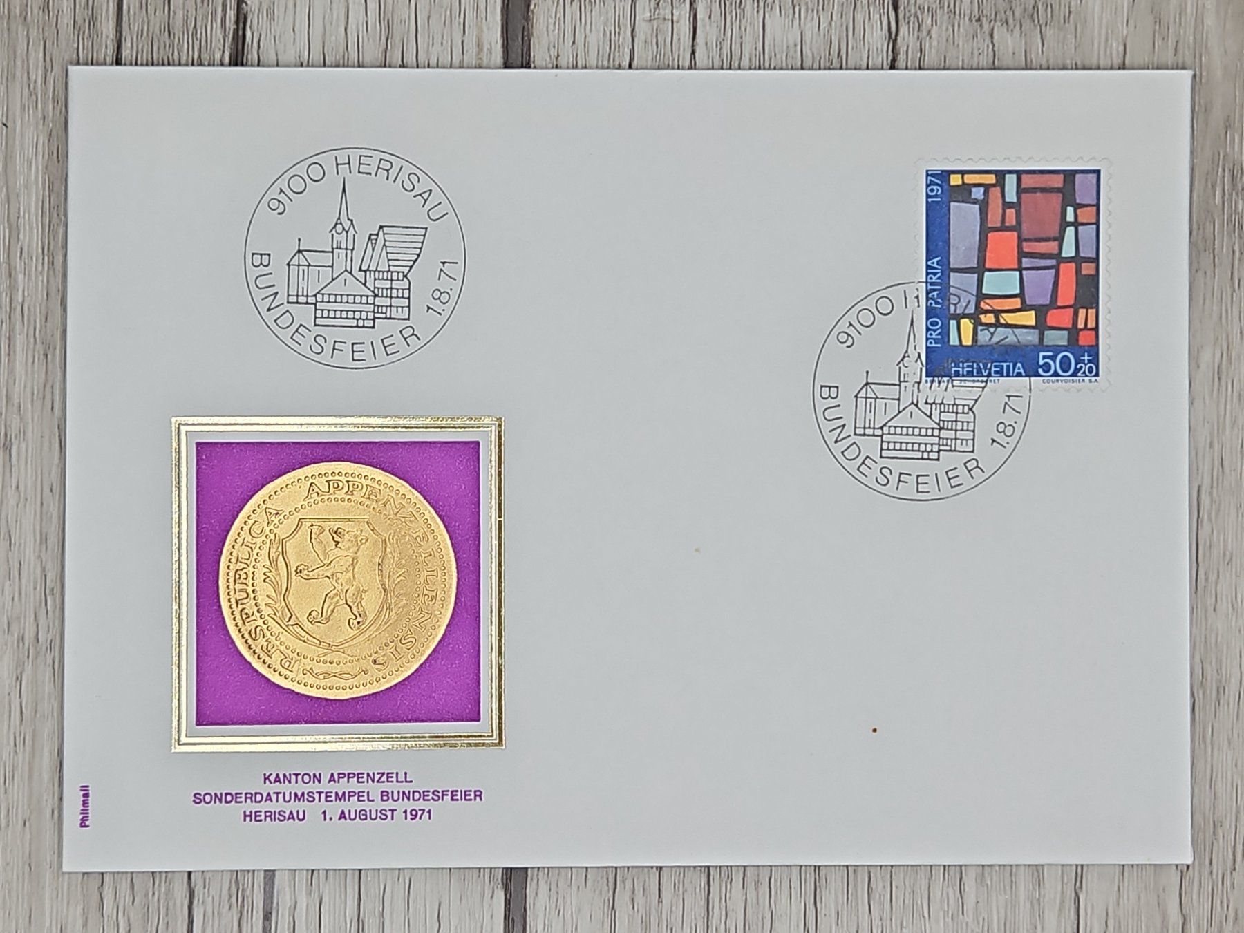 Tutti i francobolli: CL09 Enveloppe + Timbre Suisse 1971 – Usato da Cousset venduto da Patrick_Collections