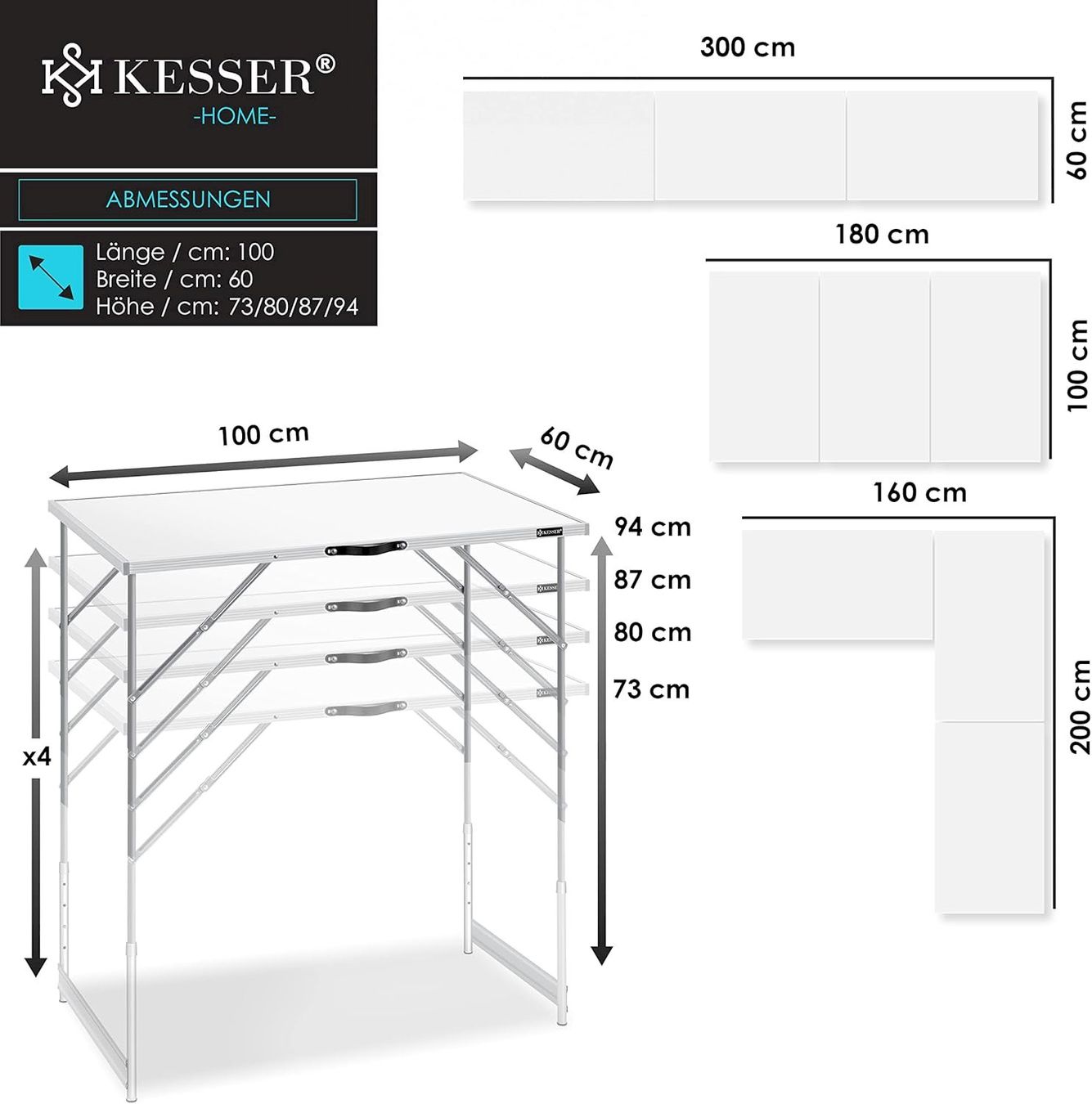 Set di tavolo e panche: KESSER 3× Multifunktionstisch klappbar – Nuovo e nell'imballaggio originale da Bottighofen venduto da zaap 6