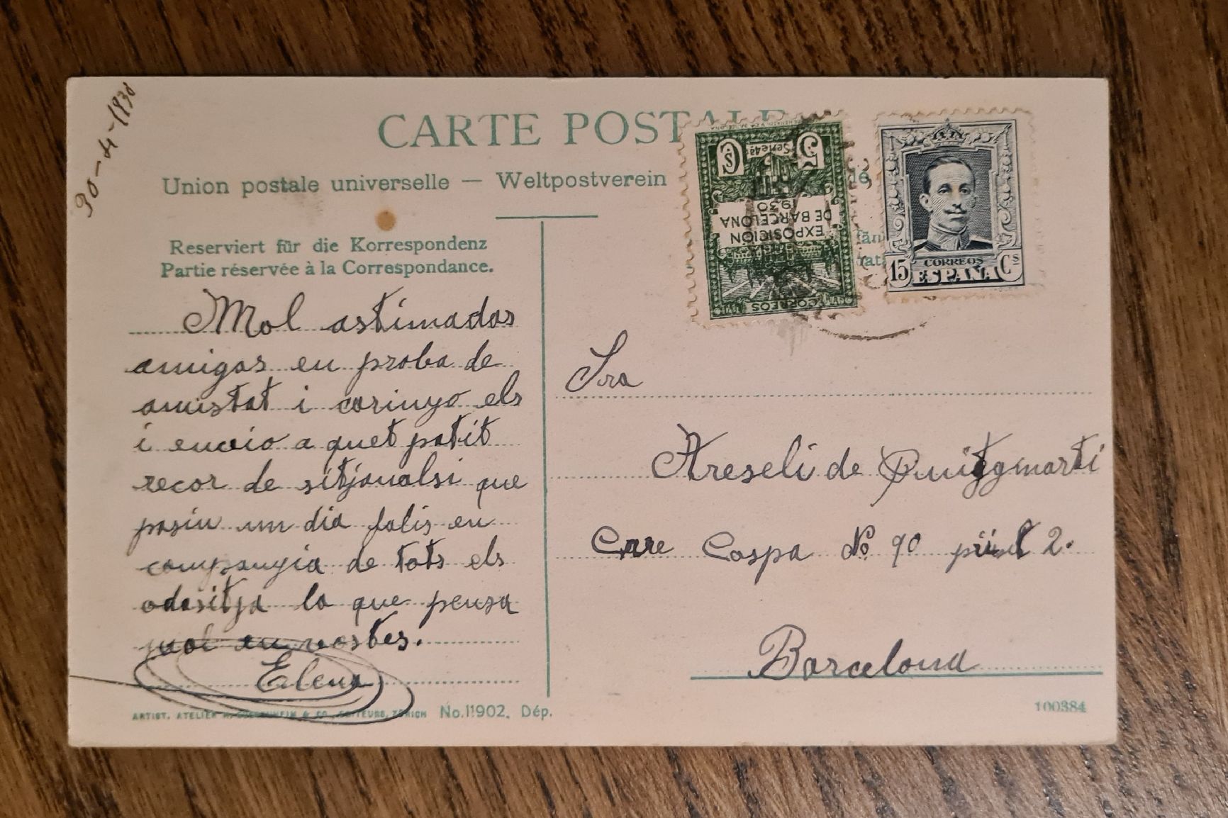 Cartoline postali: Luzern, versendet aus Spanien 1938 – Usato da Ebikon venduto da Donar50 1