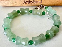 Edles Jade-Aventurin Armband Silberverschluss 925 Neu Unikat